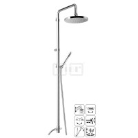 DIBLfit Runde Brauseaufsatz-Kombination zum direkten Armaturenanschluss, runde Messing-Antikalk-Regenkopfbrause Ø 205 mm x 15 mm