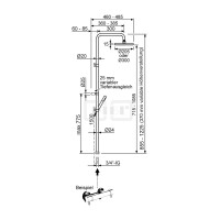 DIBLfit Runde Brauseaufsatz-Kombination zum direkten Armaturenanschluss, runde Messing-Antikalk-Regenkopfbrause Ø 300 mm x 15 mm, mit runder Messing-Einstrahl-Stabhandbrause