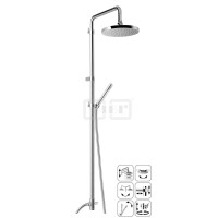 DIBLfit Runde Brauseaufsatz-Kombination zum direkten Armaturenanschluss,  runde Messing-Antikalk-Regenkopfbrause Ø 300 mm x 15 mm