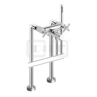 DIBLextra Zweigriff-Wannenbatterie zur freistehenden Bodenmontage im Raum, mit Stabhandbrause und Metallbrauseschl. 1500 mm