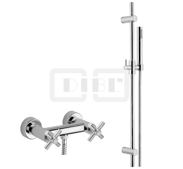 DIBLextra Zweigriff-Brausebatterie zur Aufputzmontage, Brauseabgang unten ½" Außengewinde, mit Messing-Brausestange 755 mm