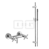 DIBLextra Zweigriff-Brausebatterie zur Aufputzmontage, Brauseabgang unten ½" Außengewinde, mit Messing-Brausestange 755 mm