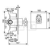 DIBLextra Thermostat-Zentralbatterie ¾" zur Unterputzmontage, ohne Mengenregulierung, ohne Brausezubehör