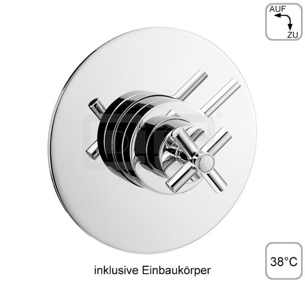 DIBLextra Thermostat-Brausebatterie ½" zur Unterputzmontage, mit koaxialer Mengen- und Temperaturregulierung für einen Abgangsanschluss