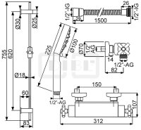 DIBLextra Thermostat-Brausebatterie zur Aufputzmontage,...