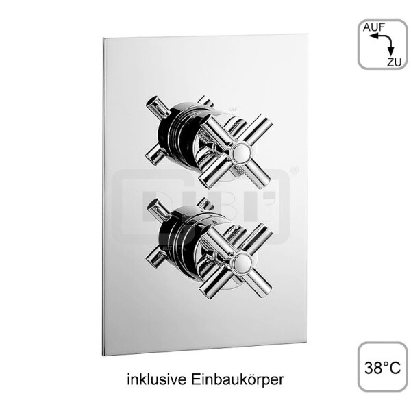 DIBLextra Thermostat-Brausebatterie ½" zur Unterputzmontage, mit Mengenregulierung für einen Abgangsanschluss