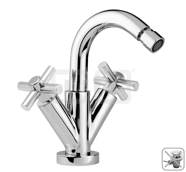 DIBLextra Zweigriff-Bidetbatterie mit hohem, schwenkbarem Gussauslauf, ohne Zugstangenbohrung, ohne Ablaufzubehör