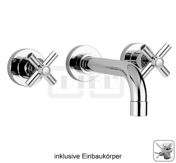 DIBLextra Zweigriff-Waschtisch-Wandbatterie mit starrem Gussauslauf 182 mm, ohne Zugstangenbohrung
