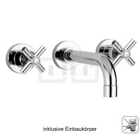 DIBLextra Zweigriff-Waschtisch-Wandbatterie mit starrem Gussauslauf 182 mm, ohne Zugstangenbohrung