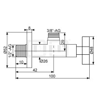 DIBLfix Rundes Design-Eckregulierventil ½" Außengewinde x ⅜" Außengewinde