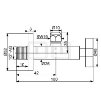 DIBLfix Rundes Design-Eckregulierventil ½" AG x Quetschverschraubung Ø 10 mm