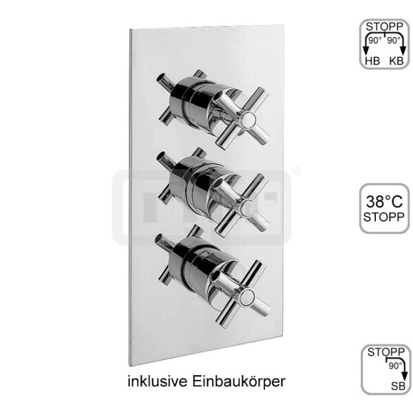 DIBLextra Thermostat-Batterie ¾" zur Unterputzmontage, mit integriertem Mehr-Wege-Umschaltventil für zwei Abgangsanschlüsse