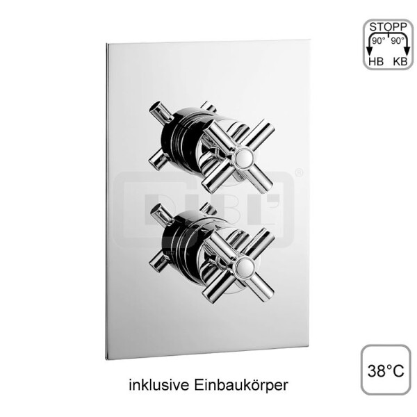 DIBLextra Thermostat-Batterie ¾" zur Unterputzmontage, mit integriertem Mehr-Wege-Umschaltventil für zwei Abgangsanschlüsse