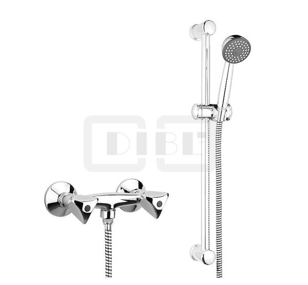 DIBLclassic Zweigriff-Brausebatterie zur Aufputzmontage, mit Brausestange 628 mm