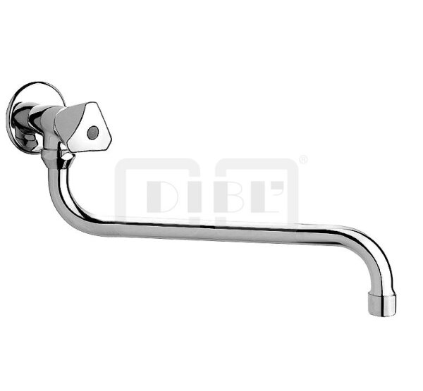 DIBLclassic Kaltwasser-Wandauslaufventil, mit seitlich schwenkbarem Rohrauslauf - Ausladung 300 mm