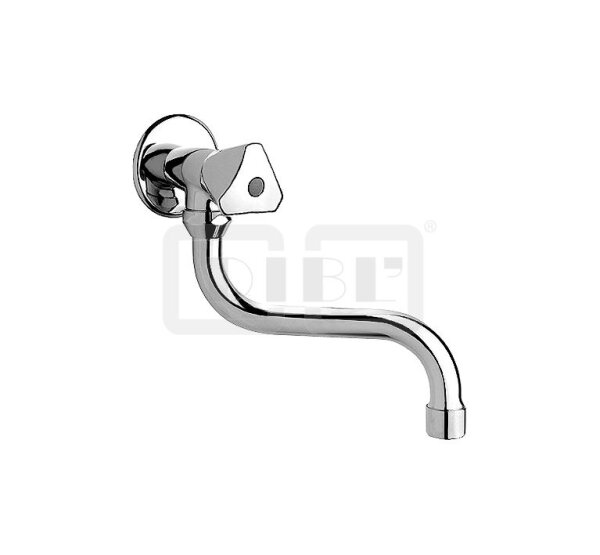 DIBLclassic Kaltwasser-Wandauslaufventil, mit seitlich schwenkbarem Rohrauslauf - Ausladung 100 mm