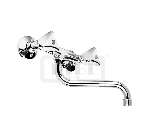 DIBLclassic Zweigriff-Spültisch-Wandbatterie, mit seitlich schwenkbarem Rohrauslauf - Ausladung 200 mm