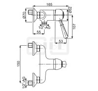 DIBLporcelain Einhebel-Brausebatterie zur Aufputzmontage,...