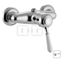 DIBLporcelain Einhebel-Brausebatterie zur Aufputzmontage, Brauseabgang oben ¾" AG, mit Messingguss-Griffhebel mit Griffstück in Porzellan-Optik