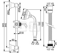 DIBLfit Messing-Brausegarnitur mit rundem Brauserohr...