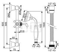 DIBLfit Messing-Brausegarnitur mit rundem Brauserohr...