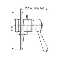 DIBLporcelain Einhebel-UP-Fertigmontageset zur Universal-Einbaukörper-Einheit, mit Messingguss-Griffhebel mit Griffstück in Porzellan-Optik