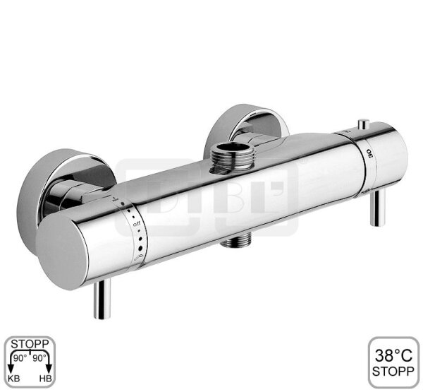 DIBLtherm eco Thermostat-Brausebatterie zur Aufputzmontage, mit integriertem Mehr-Wege-Umschaltventil für zwei Abgangsanschlüsse