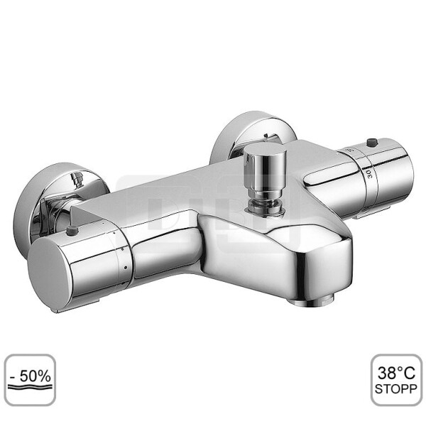 DIBLtherm eco Thermostat-Wannenbatterie zur Aufputzmontage, Brauseabgang unten ½" Außengewinde