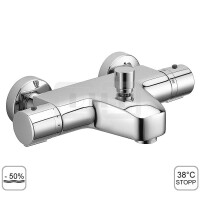 DIBLtherm eco Thermostat-Wannenbatterie zur Aufputzmontage, Brauseabgang unten ½" Außengewinde