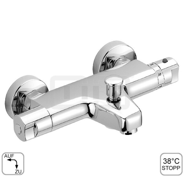 DIBLtherm Thermostat-Wannenbatterie zur Aufputzmontage, Brauseabgang unten ½" Außengewinde