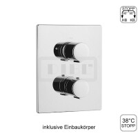 DIBLtherm eco Thermostat-Batterie ½" zur Unterputzmontage, mit integriertem Mehr-Wege-Umschaltventil für zwei Abgangsanschlüsse,