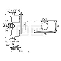 DIBLtherm eco Thermostat-Zentralbatterie ¾" zur Unterputzmontage, ohne Mengenregulierung