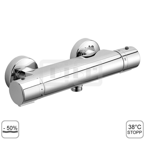 DIBLtherm eco Thermostat-Brausebatterie zur Aufputzmontage, Brauseabgang unten ½" Außengewinde