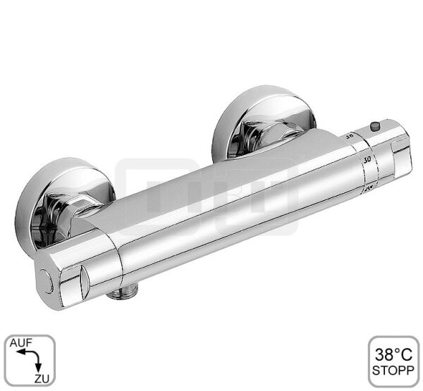 DIBLtherm Thermostat-Brausebatterie zur Aufputzmontage, Brauseabgang unten ½" Außengewinde