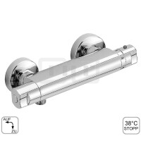 DIBLtherm Thermostat-Brausebatterie zur Aufputzmontage, Brauseabgang unten ½" Außengewinde