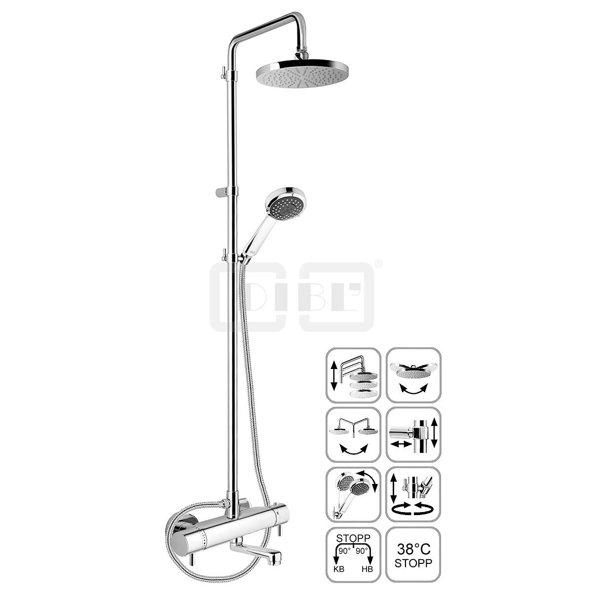DIBLtherm eco Thermostat-Wannenbatterie zur Aufputzmontage, 
