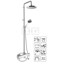 DIBLtherm eco Thermostat-Wannenbatterie zur Aufputzmontage, mit runder Messing-Antikalk-Regenkopfbrause Ø 205 mm x 15 mm,