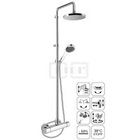 DIBLtherm eco Thermostat-Brausebatterie zur Aufputzmontage, mit runder Messing-Antikalk-Regenkopfbrause Ø 205 mm x 15 mm
