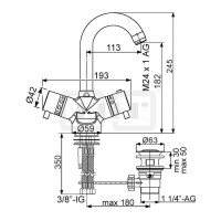 DIBLmed Thermostat-Waschtischbatterie mit hohem, schwenkbarem Profilauslauf, mit Ablaufgarnitur 1¼", mit Vorrichtung zur manuellen, thermischen Desinfektion