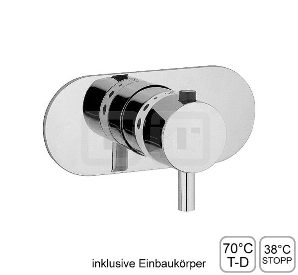 DIBLmed Thermostat-Zentralbatterie ¾" zur Unterputzmontage, ohne Mengenregulierung, mit Vorrichtung zur manuellen, thermischen Desinfektion