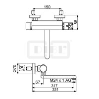 DIBLmed Thermostat-Waschtisch-Wandbatterie, mit seitlich, schwenkbarem Profilauslauf - Ausladung 250 mm, mit Vorrichtung zur manuellen, thermischen Desinfektion