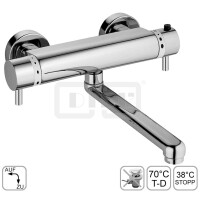 DIBLmed Thermostat-Waschtisch-Wandbatterie, mit seitlich, schwenkbarem Profilauslauf - Ausladung 300 mm, mit Vorrichtung zur manuellen, thermischen Desinfektion