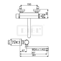 DIBLmed Thermostat-Waschtisch-Wandbatterie, mit seitlich, schwenkbarem Profilauslauf - Ausladung 300 mm, mit Vorrichtung zur manuellen, thermischen Desinfektion