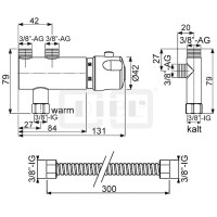 DIBLmed Thermostat-Eckventilbatterie, mit Vorrichtung zur manuellen, thermischen Desinfektion