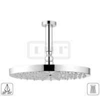 DIBLfit Runde Messing-Antikalk-Regenkopfbrause Ø 300 mm x 15 mm, mit massivem Messing-Deckenanschlussarm Ø 24 mm