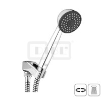 DIBLfit Brauseset seitlich schwenkbarer Kunststoff-Brausehalter mit starrer Handbrauseaufnahme und Brauseschlauch 1250 mm