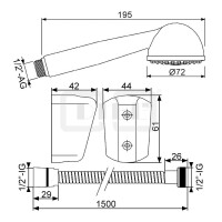 DIBLfit Brauseset, Wandbrausehalter mit starrer Handbrauseaufnahme und Brauseschlauch 1500 mm