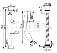 DIBLfit Brausegarnitur mit rundem Brauserohr Ø 22...