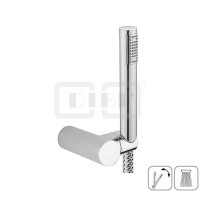 DIBLfit Brauseset mit runder Stabhandbrause, rundem Kunststoff-Wandbrausehalter