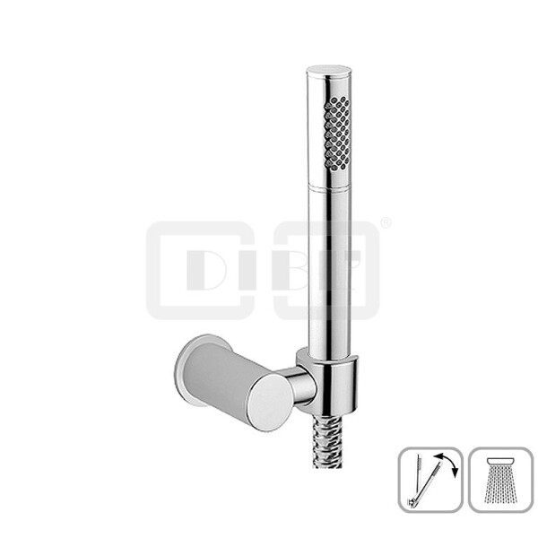 DIBLfit Brauseset mit runder Messing-Stabhandbrause, rundem Messing-Wandbrausehalter